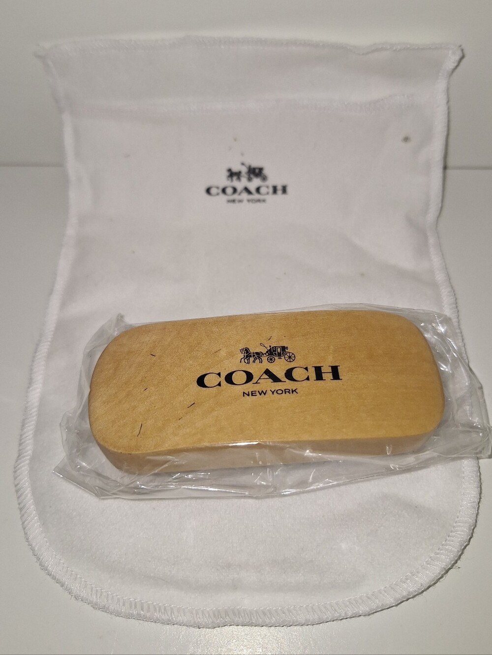 Coach Wooden Shoe Brush w/ Branded Dustbag NWOT